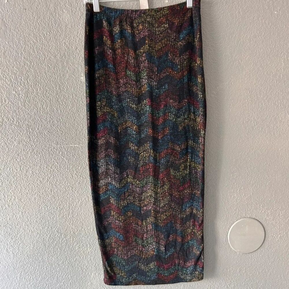 Go Couture 90s Revival Chevron Knit Maxi Skirt Multicolor Pencil Whimsigoth Sz L